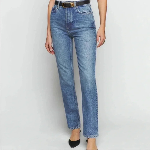 NWT Reformation Cynthia High Rise Relaxed Straight Leg Jeans Mykonos Blue 26 - Picture 12 of 12